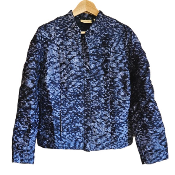 Chico's Aimee Jacket Crinkle Full Zip Jacket Blue Women's Size 2 (Large) - Picture 1 of 7